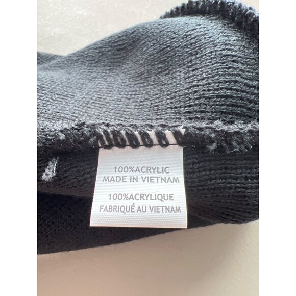 Beechfield Boston Hockey 63 Beanie Hat Unisex OS Circle Patch Black Yellow Knit - Picture 4 of 6